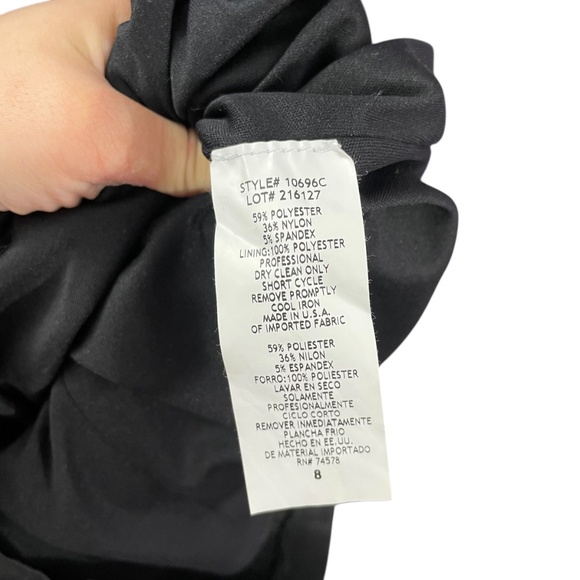 Cache One-Shoulder Striped Dress 8 bow taupe black short body on - Picture 4 of 11